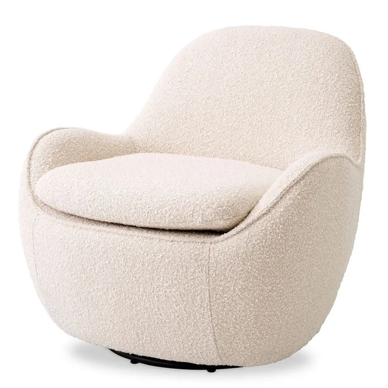 Eichholtz Drehstuhl Cupido - Bouclé Creme | Drehgestell