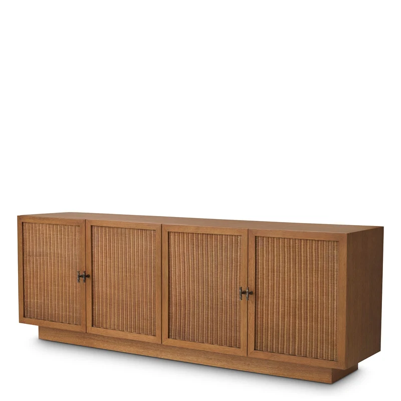 Eichholtz Anrichte Borchard - Caramel Oak Veneer | Woven Rattan | Bronze Finish