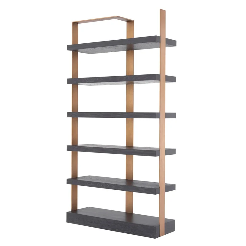 Eichholtz Cabinet Geo - Charcoal Grey Crown Oak Veneer | Brushed Brass Finish