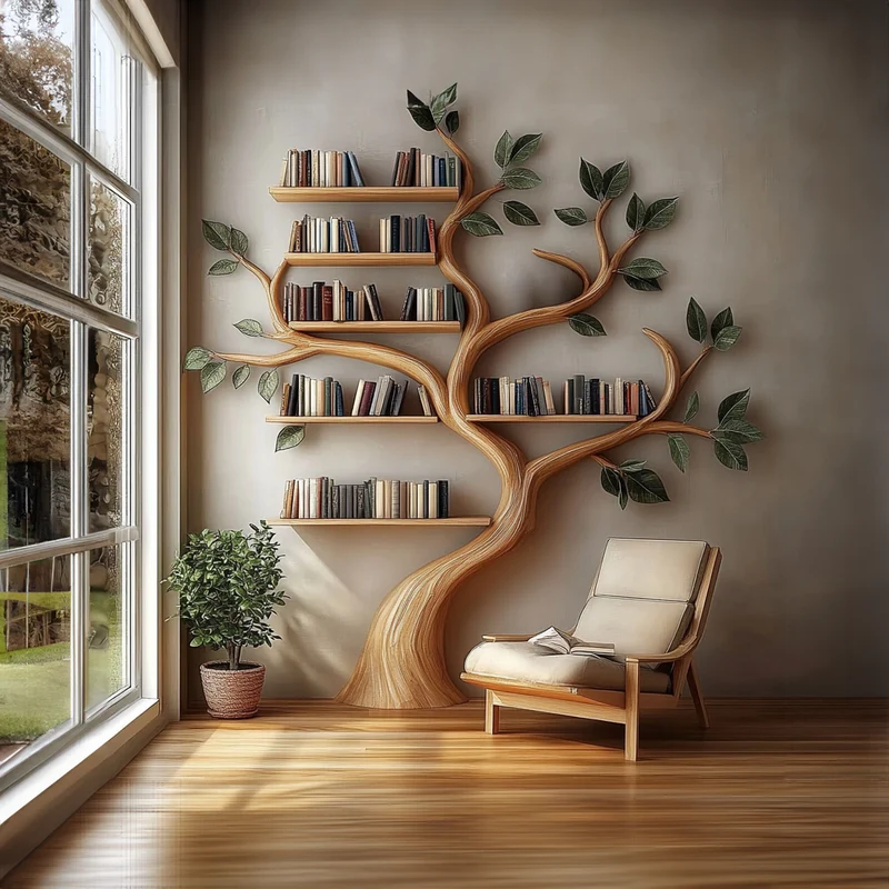Rustic Branch Bookshelf Bedroom Reading Nook Or Home Library SINLKITB333