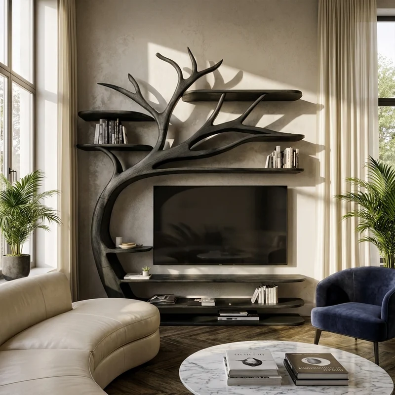 Rustic Artistic Tree TV Stand Bedroom Or Living Room Decor SINLKITB339