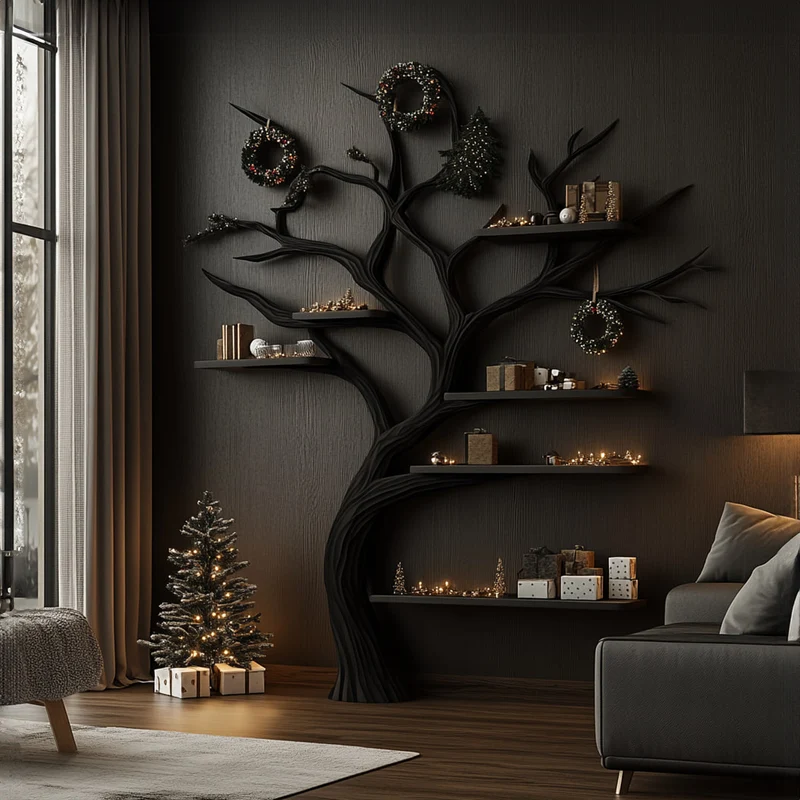 Rustic Tree Inspired Bookshelf Living Room Christmas Decor SINLKITB487