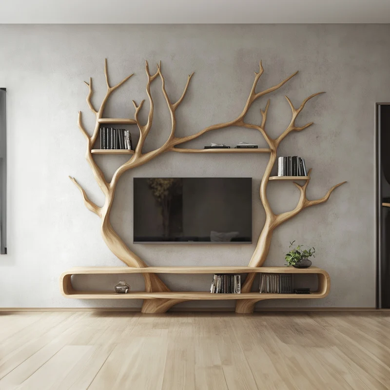 Rustic Tree TV Cabinet Living Room Wall Unit GiftSINLKITB341