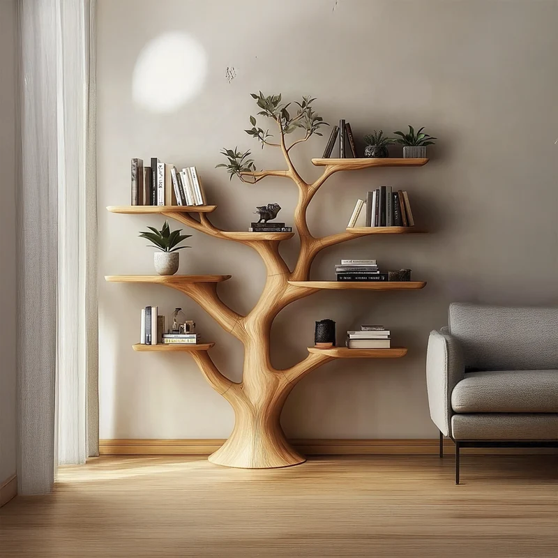 Spry Interior Handmade Walnut Tree Shelf, Solid Wood Wall Mounted Floating Bookshelf, Creative Living Room Decor & New Home Gift - SINLSATB500