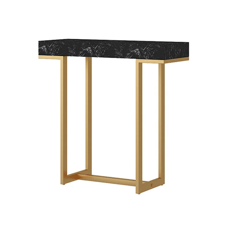 Iron Trestle Cosnole Table with Marble Top Accent Table for Hall