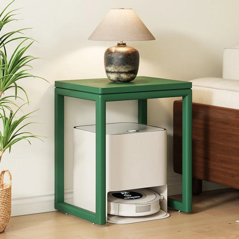 Modern Minimalist Rubberwood Rectangular Movable Side Table 1-Tier For Living Room