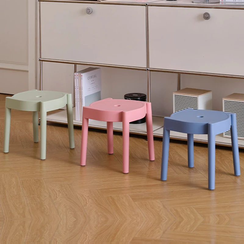 Modern Minimalist PP Plastic Round Stackable Lightweight Low Stool Backless Armless For Living Room & Entryway