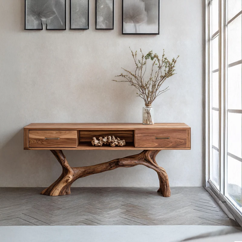 Spry Interior Handcrafted Live Edge Entryway Table, Solid Wood Console Table, Modern Farmhouse Foyer & Living Room Accent Furniture - SILDTTRCS007