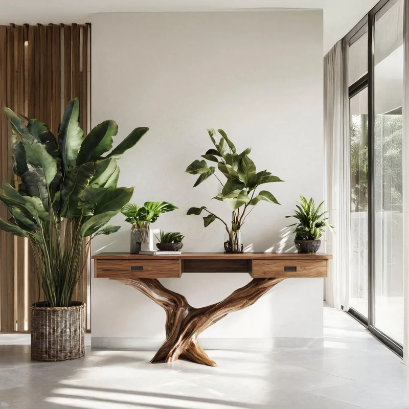 Spry Interior Mid Century Live Edge Entryway Table, Solid Wood Console Sofa Table, Modern Farmhouse Living Room Accent Furniture - SILDTTRCS005