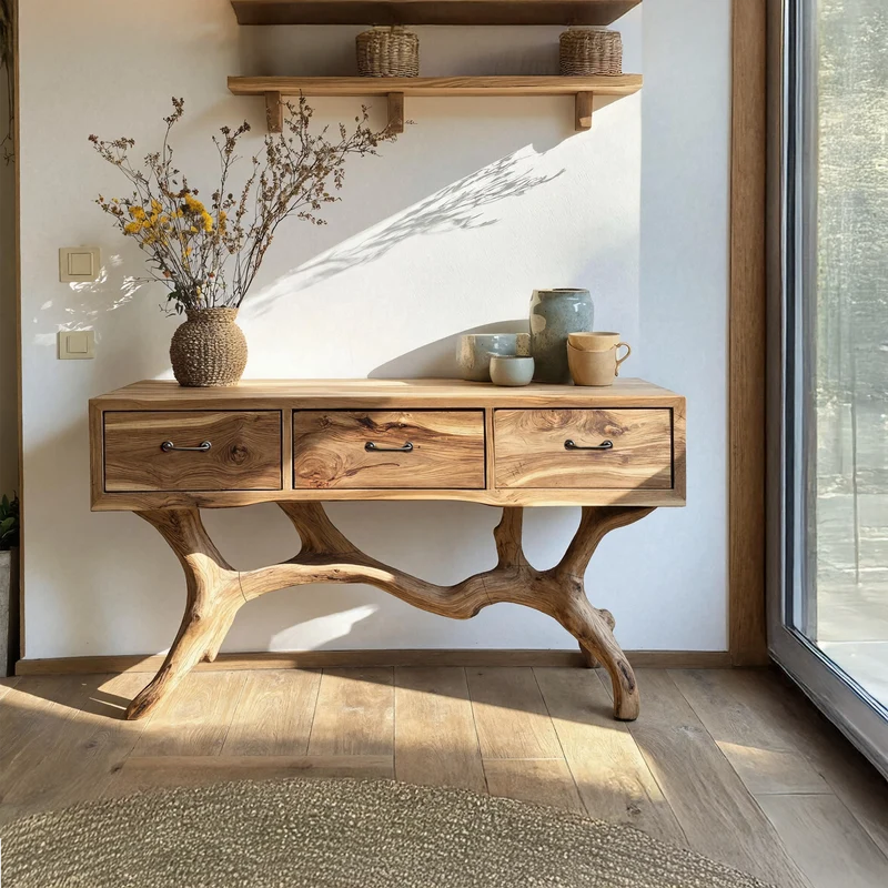 Spry Interior Handcrafted Live Edge Entryway Table, Solid Wood Console Table, Modern Farmhouse Living Room Sofa Table Furniture - SILDTTRCS019