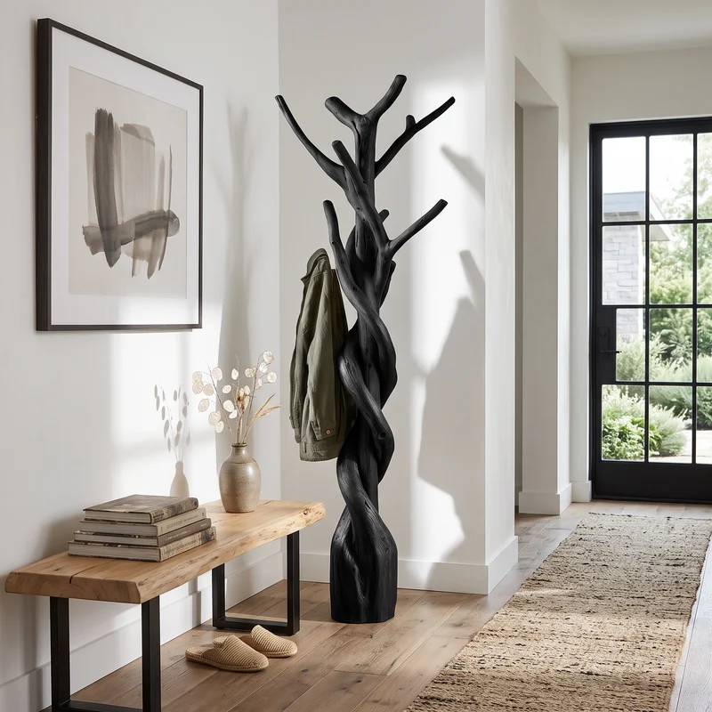 Rustic Tree Coat Rack Lounge Living Room SINLSATCR013
