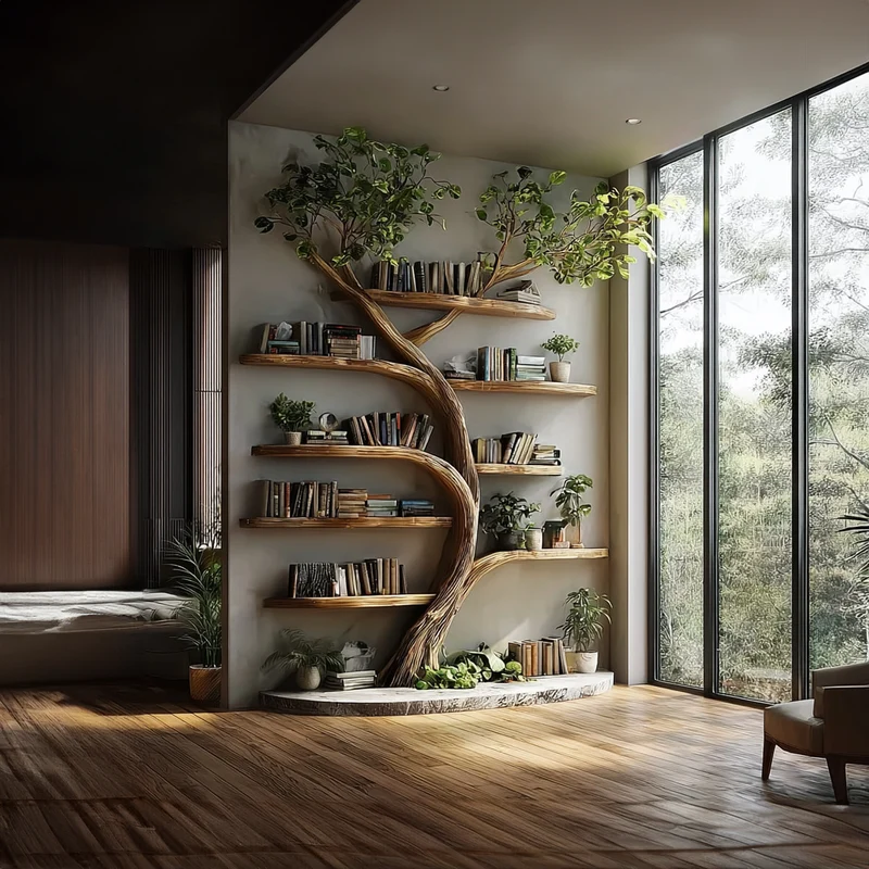 Rustic Tree Bookcase Living Guest Room SINLKITB293