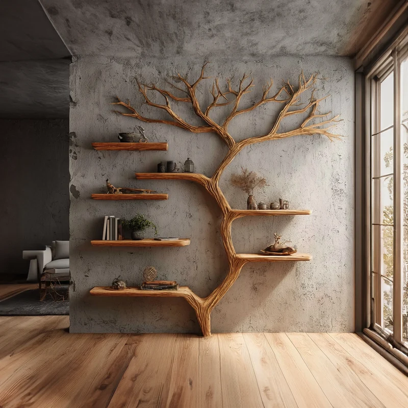 Rustic Tree Bookshelf Home Office SINLKITB297