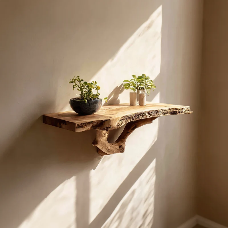 Spry Interior Rustic Floating Shelf, Solid Wood Wall Mounted Shelf, Handcrafted Wood Organizer for Office, Bedroom & Living Room, SINLKIFL122