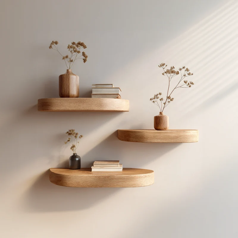 Spry Interior Mid-Century Floating Shelf, Solid Wood Wall Mounted Shelf, Modern Rustic Display Shelf for Entryway & Living Room, SINLKIFL127