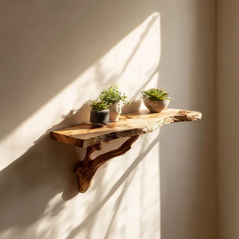 Spry Interior Rustic Floating Shelf, Solid Wood Wall Mounted Display Shelf, Handcrafted Storage Organizer for Hallway & Living Room, SINLKIFL123