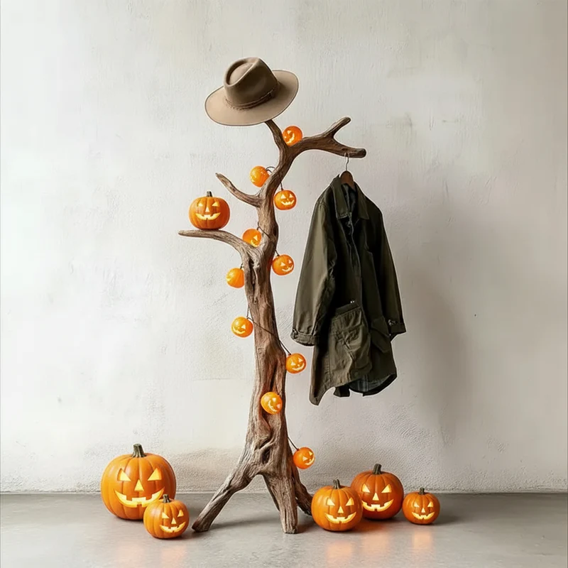 Spry Interior Rustic Wall Coat Rack, Natural Wood Branch Entryway Hanging Organizer, Living Room Decor & Halloween Holiday Gift - SINLKIHW055