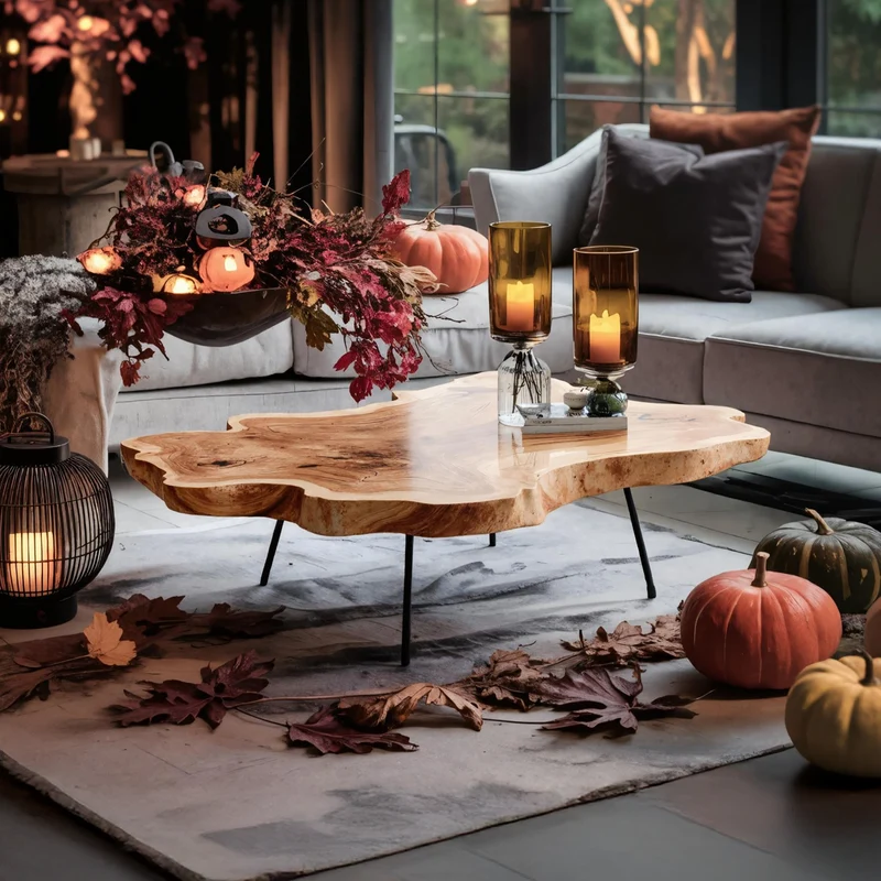 Spry Interior Modern Live Edge Wood Coffee Table, Rustic Slab Center Table for Living Room, Handcrafted Natural Edge Furniture, SILDTTNHCF004