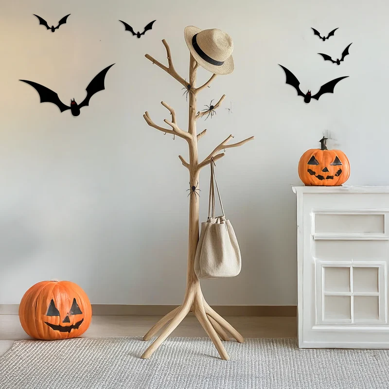 Spry Interior Rustic Tree Coat Rack, Freestanding Wood Branch Clothes Hanger, Spooky Gothic Entryway Organizer Hallway Stand, SINLSAHW017