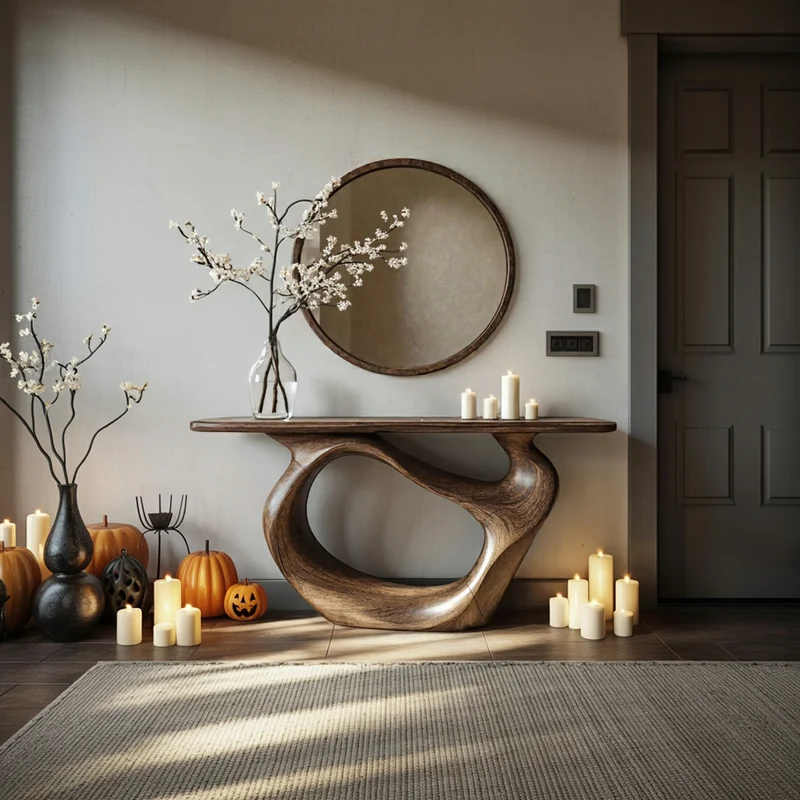 Spry Interior Rustic Tree Branch Console Table, Handcrafted Real Wood Entryway Table, Spooky Gothic Sofa Accent Furniture, SINLSAHW018