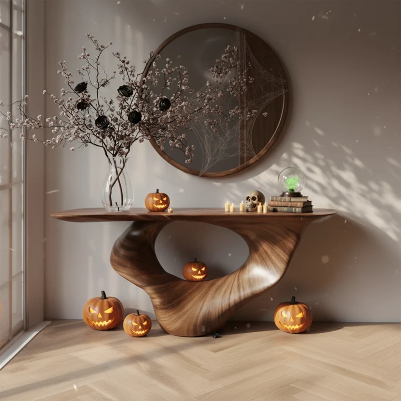 Spry Interior Mid-Century Modern Entryway Table, Rustic Branch Accent Table, Spooky Gothic Wood Console for Living Room & Hallway, SINLKIHW030