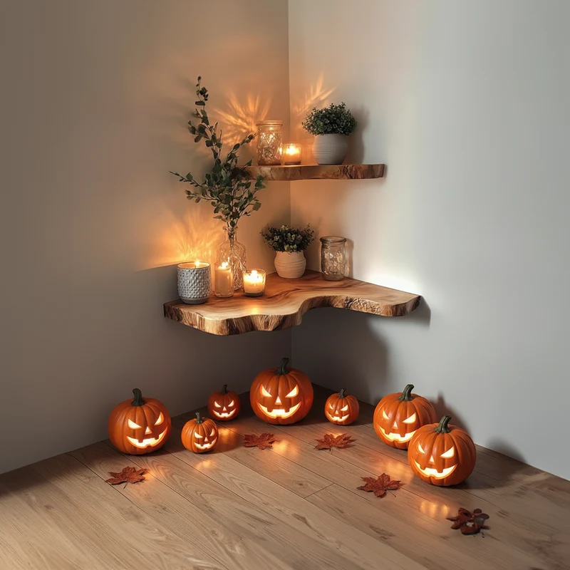 Spry Interior Rustic Farmhouse Wooden Floating Shelf, Tree Branch Wall Mounted Bookshelf, Spooky Gothic Halloween Home Decoration, SINLKIHW040