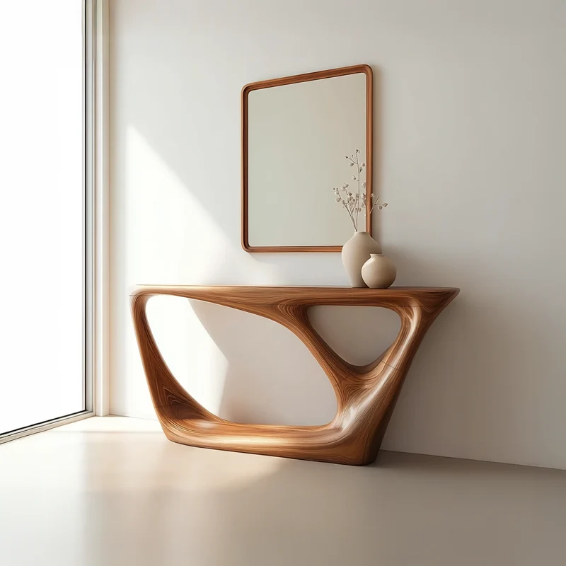 Spry Interior Mid Century Modern Solid Wood Console Table, Living Room Accent Sofa Table, Model SINLSACS148