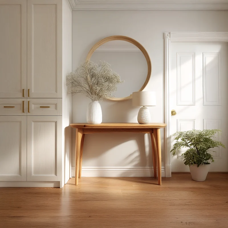 Spry Interior Mid Century Solid Wood Console Table with Storage, Hallway & Entryway Accent Sofa Table, Model SINLSACS153