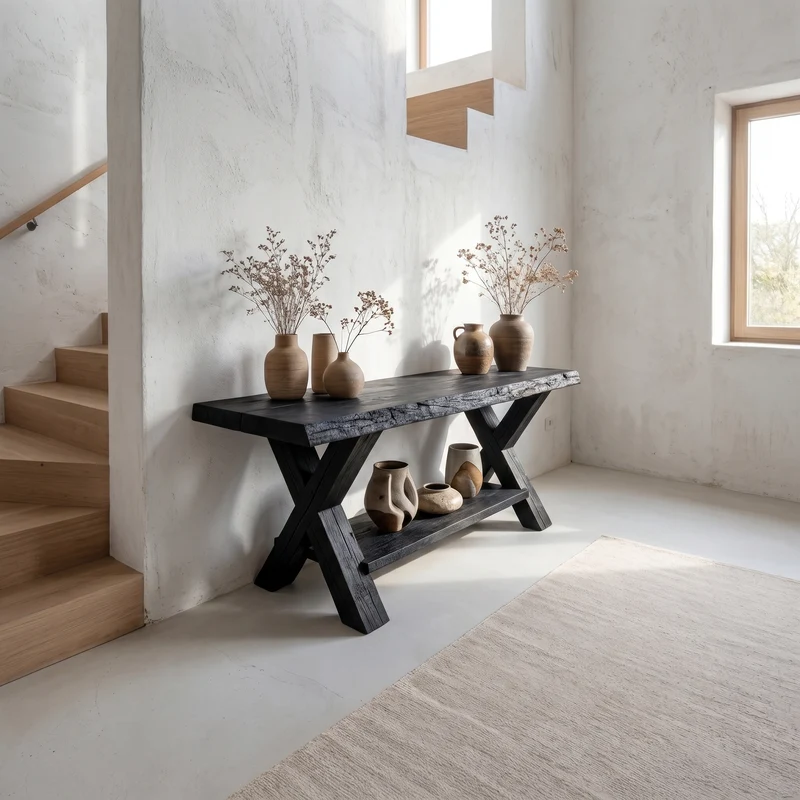 Spry Interior Rustic Farmhouse Solid Wood Console Table, Entryway & Living Room Accent Sofa Table, Model SINLSACS155