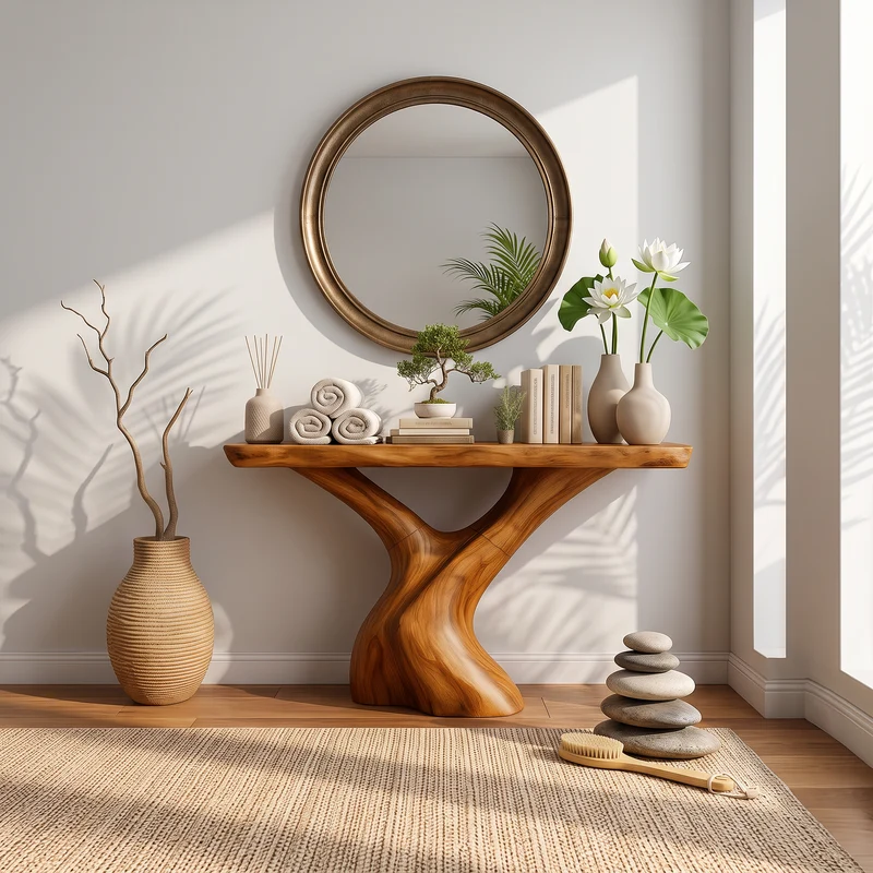 Spry Interior Mid Century Wood Console Table, Entryway & Living Room Accent Sofa Table, Model SINLSACS024