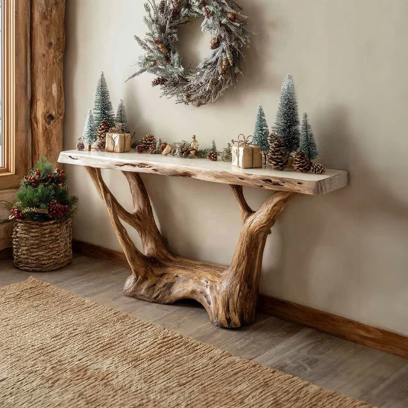 Spry Interior Rustic Solid Wood Console Table, Hallway & Entryway Holiday Accent Sofa Table, Model SINLKICS252
