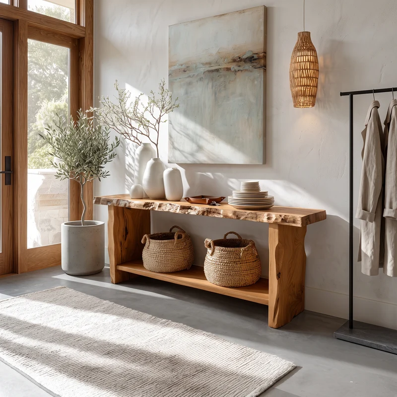 Spry Interior Rustic Live Edge Console Table, Dining Room & Entryway Solid Wood Accent Sofa Table, Model SINLSACS260