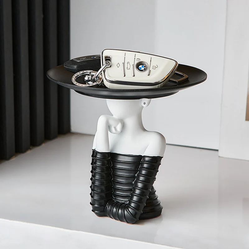 Modern Art Deco Resin Round Woman-shaped Desktop Storage Shelf For Living Room & Entryway