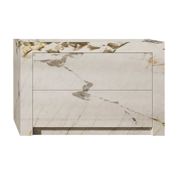 Wood Chest with Stone Top Vertical Storage Chest with Drawers for Bedroom