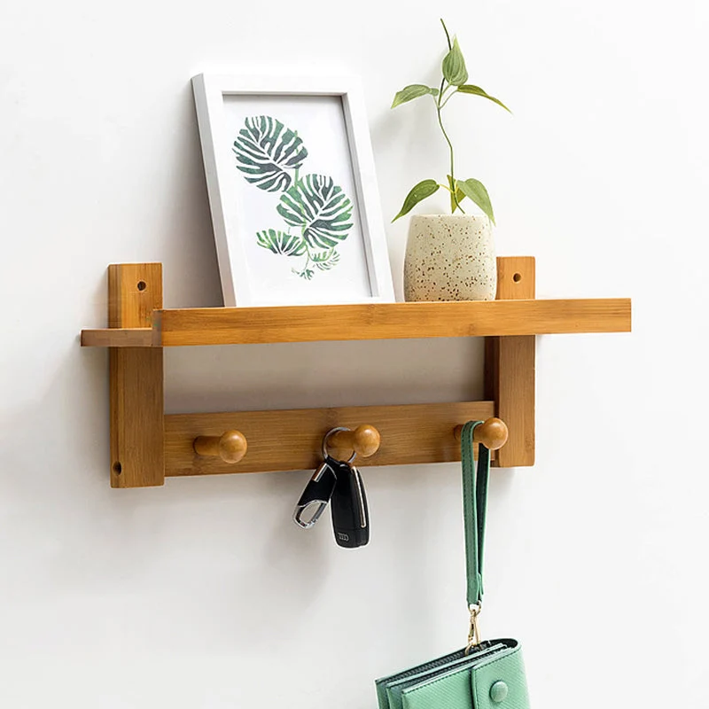 Nordic Modern Hall Tree Wooden Hanging Brown Steady Hall Stand