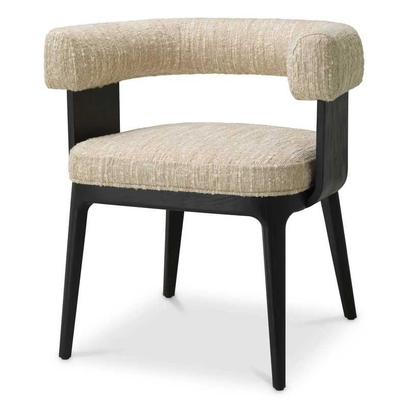 Eichholtz Esszimmerstuhl Dubois – Schwarz | Bouclé Sonata Cream