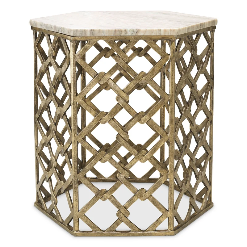 Eichholtz Beistelltisch Stratham – Antique Brass Finish | Marble Top