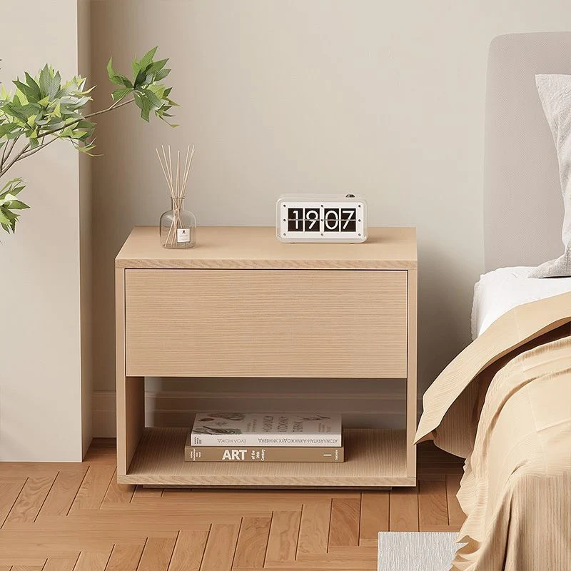 Modern Minimalist Cubic Square Medium Density Fiberboard Acrylic Nightstand 1 - Drawer For Bedroom