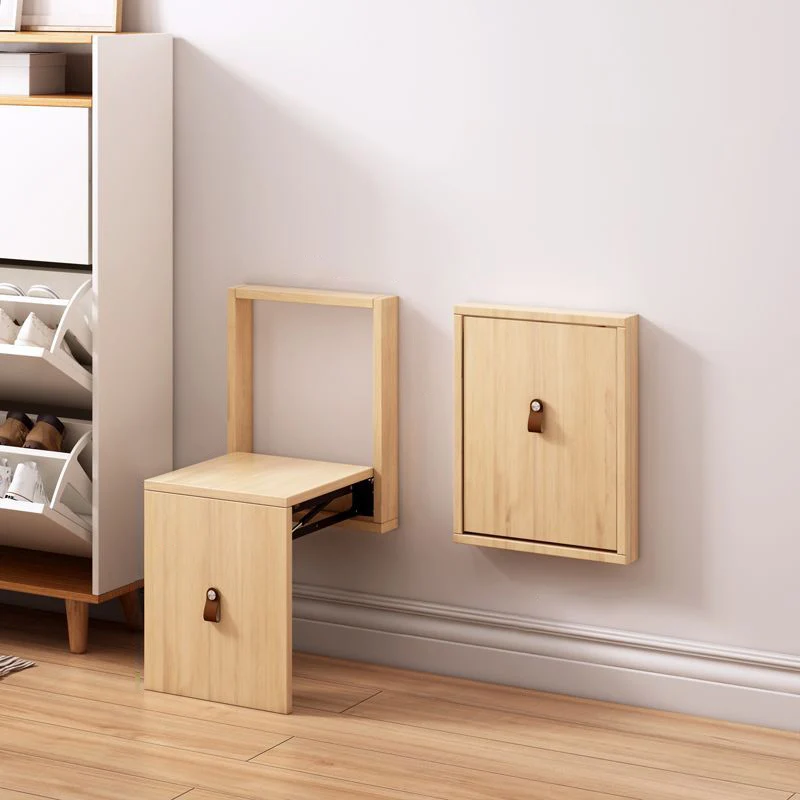 Modern Minimalist Rectangular Wall-Mounted Eco-Friendly Engineered Wood Folding Shoe Bench Armless For Entryways