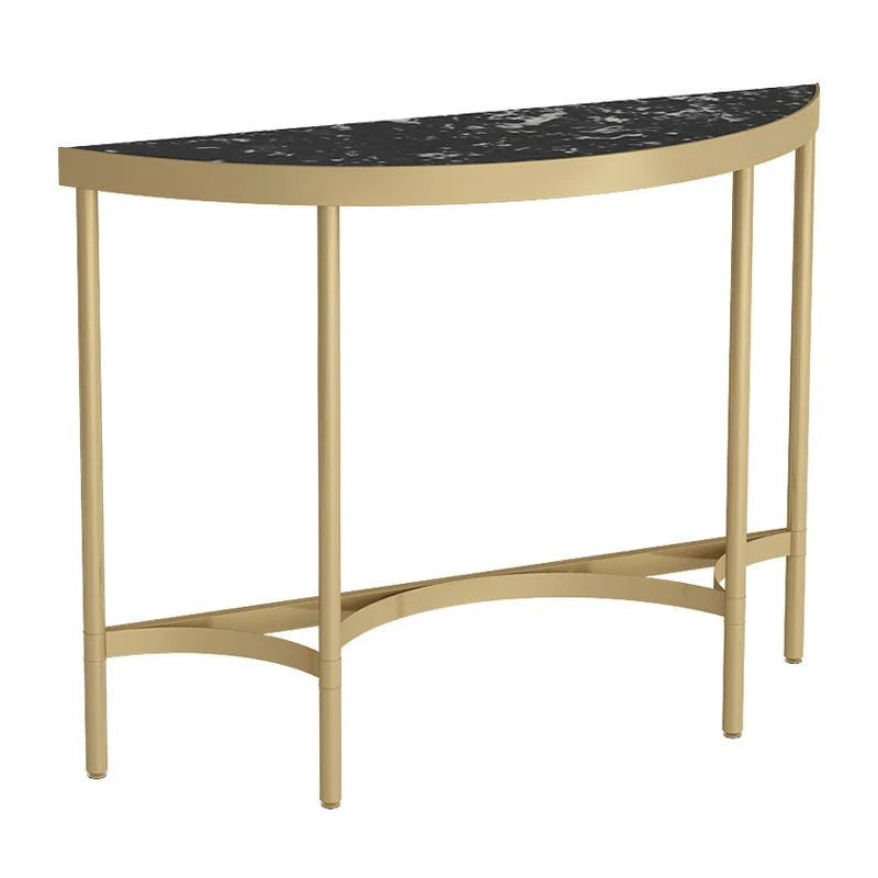 Modern Marble Console Sofa Table Half Moon Shape End Table for Hall