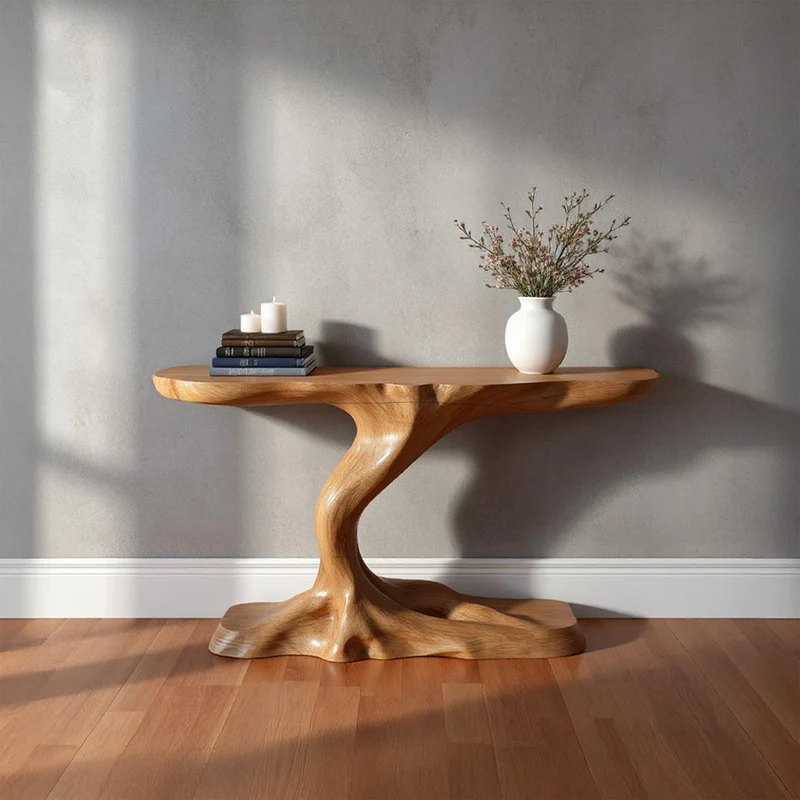 Spry Interior Rustic Branch Wood Console Table, Living Room & Entryway Natural Tree Base Accent Table, Model SINLSACS274