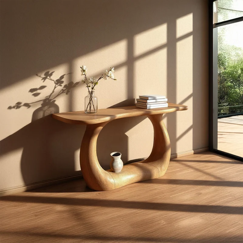 Spry Interior Rustic Tree Inspired Wood Console Table, Hallway & Entryway Accent Table, Solid Wood Sofa Table, Model SINLSACS273