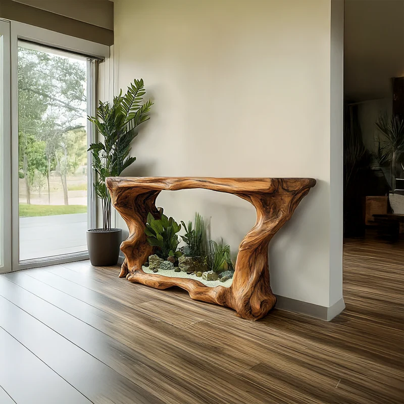 Spry Interior Rustic Modern Solid Wood Console Table, Entryway Accent Table for Living Room & Hallway, Model SINLSACS286