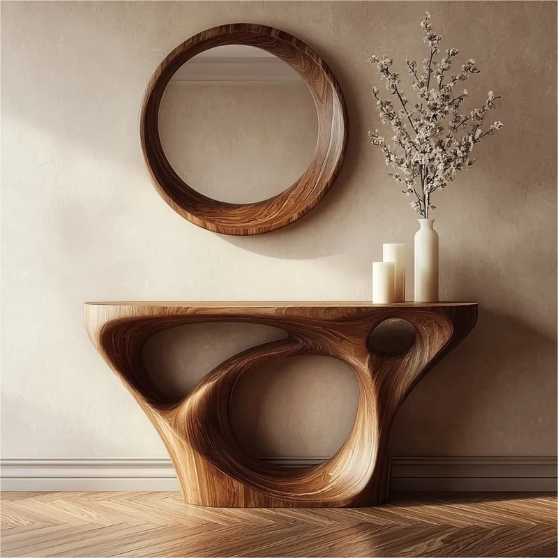 Spry Interior Mid Century Modern Unique Solid Wood Console Table, Living Room & Entryway Wooden Accent Table, Model SINLKICS284