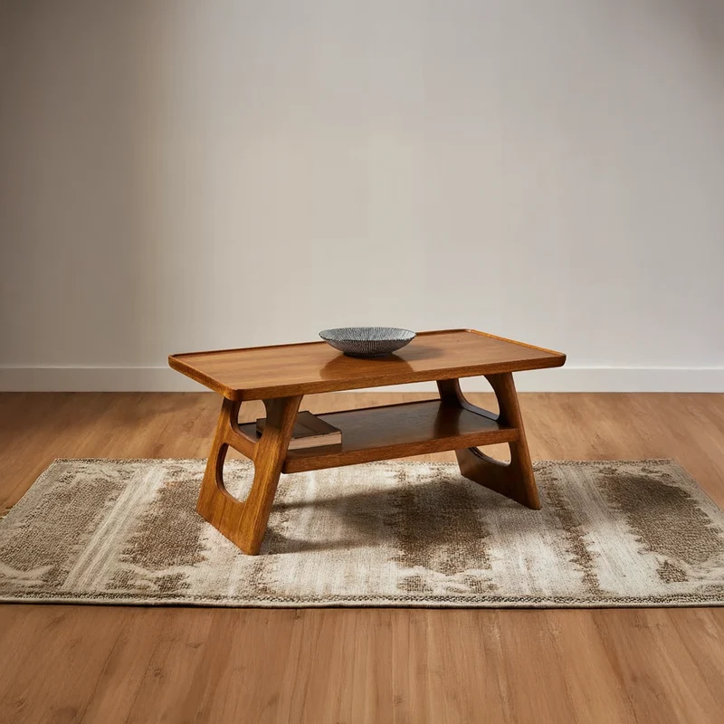 Spry Interior Mid Century Modern Wood Coffee Table, Living Room Solid Wood Center Table, Model SINLSACF055