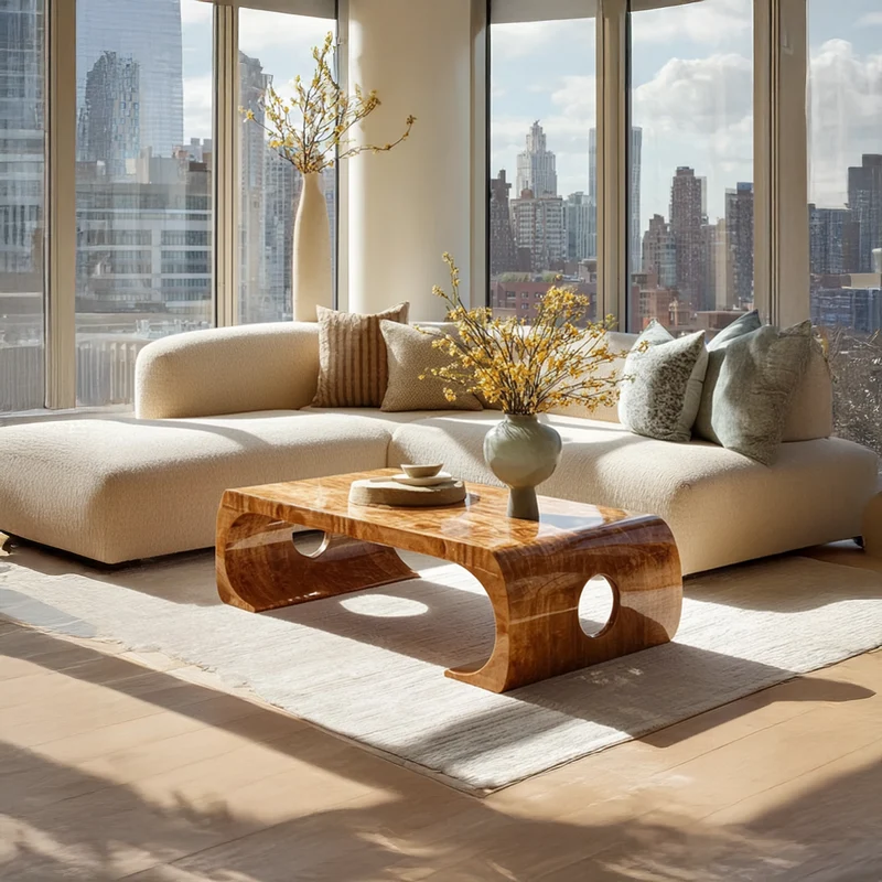 Spry Interior Mid Century Wood Coffee Table, Living Room Accent Decor Center Table, Model SINLSACF043