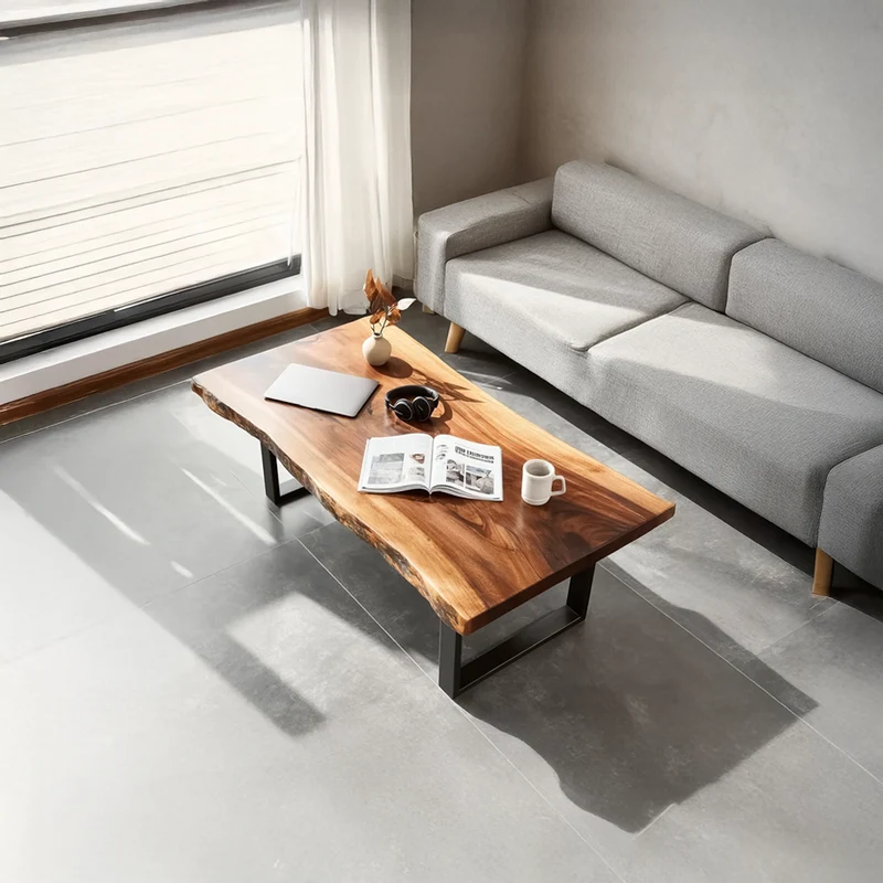 Spry Interior Rustic Wood Coffee Table, Living Room Solid Wood Accent Center Table, Model SINLSACF070