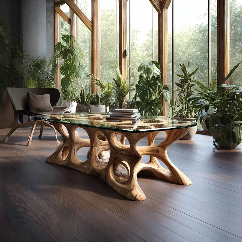 Spry Interior Mid Century Solid Wood Coffee Table, Contemporary Living Room Accent Center Table, Model SINLKICF112