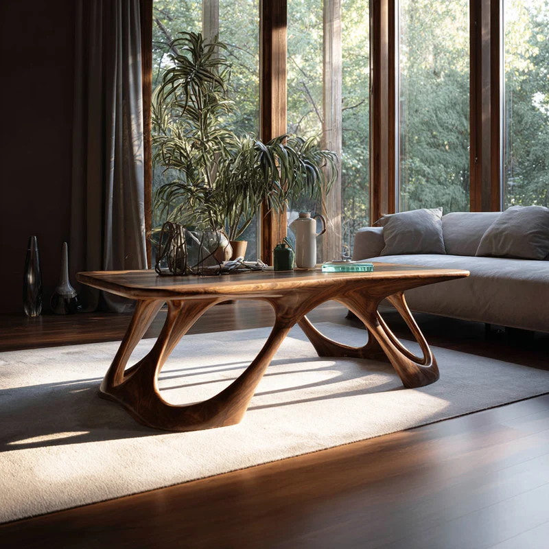 Spry Interior Mid Century Modern Coffee Table, Solid Wood Living Room Accent Center Table Furniture, Model SINLKICF157