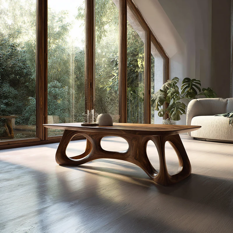 Spry Interior Mid Century Modern Solid Wood Coffee Table, Living Room Accent Center Table, Model SINLKICF156